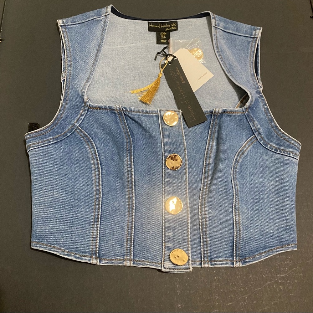 NWT House of Harlow 1960 Denim Corset Size: M - Picture 3 of 9